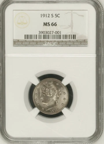 1912-S NGC MS66 Liberty Nickel LOWEST MINTAGE "V" 5c Key Date