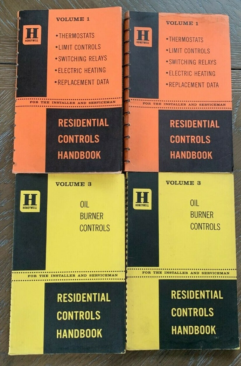 (4) 1952 + 1953 Honeywell Residential Controls Handbook Lot Burners, Thermostats