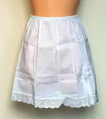 Ladies White Black Pure 100% Cotton Waist slips Half Slip Petticoats Underskirts - Picture 9 of 9