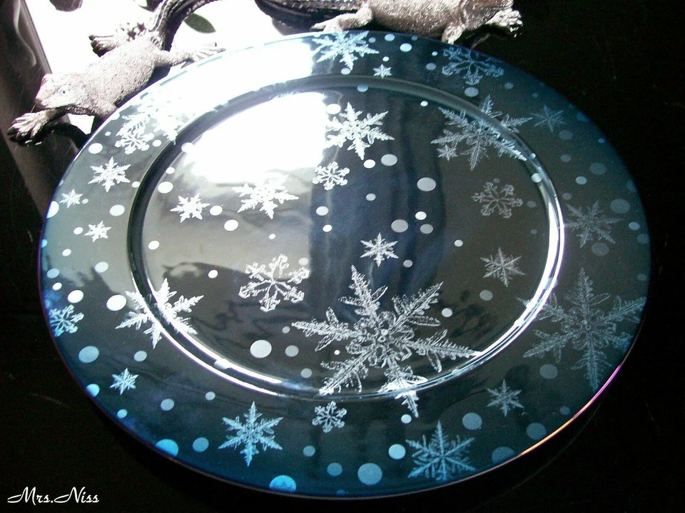 Rosenthal Solitaire Snowflake Christmas 2 x Platzteller blue 33 cm *1 A NEUWARE*