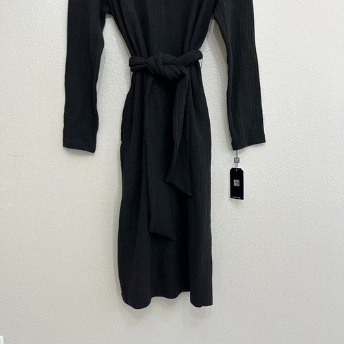 Neu mit Etikett Clara Sun Woo geripptes Kleid mit Stehkragen Größe Medium Damen schwarz Langarm - Bild 4 von 9