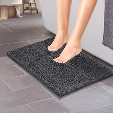 Plush Microfiber Non Slip Soft Bathroom Rug Absorbent Machine Washable Chenille 
