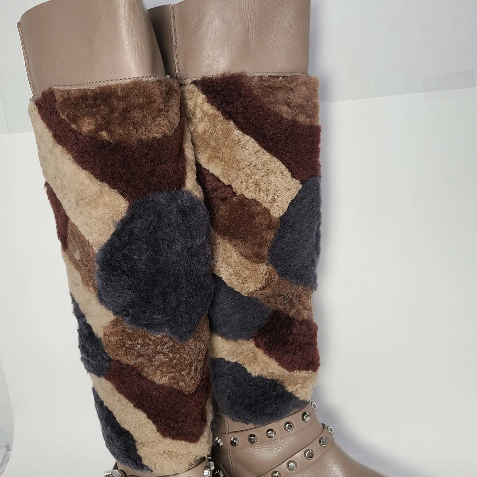 Ivy Kirzhner Mujer Bota Piel de Oveja Taupe Piel Alta Tartufo Patchwork Equitación talla 7.5 Foto 3 de 4