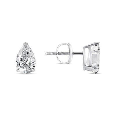 1,5 ct Birne Lab Created Grown Diamond Ohrringe 14 K Weißgold F/VS Korbschraube