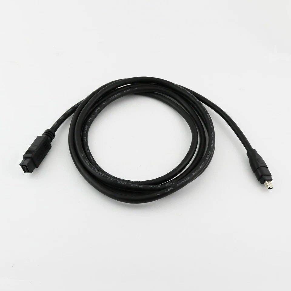 6ft Firewire Cable 9 Pin to 4 Pin IEEE1394B Firewire 800 to 400 1394b Bilingual - Image 2 of 4
