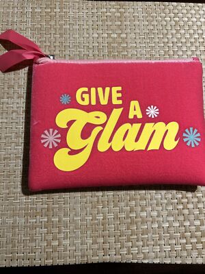 Give A Glam Pink Cosmetic Bag Zipper - Recycled 8.5 x6.5  Victoria Secret