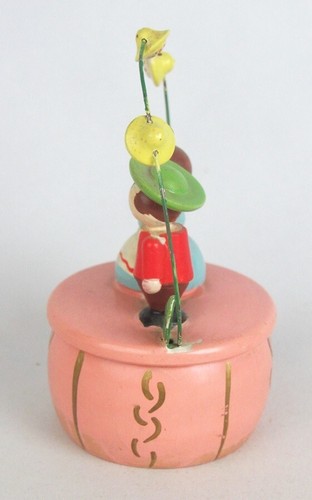 Vintage Painted Wood Germany ? Girl & Boy Under Flower Arbor Figurine - Picture 4 of 6