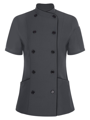 Women Jacket Kitchen Coat Cafe Tops Collar Short Sleeve Canteen Chef Cooking - Picture 68 of 77