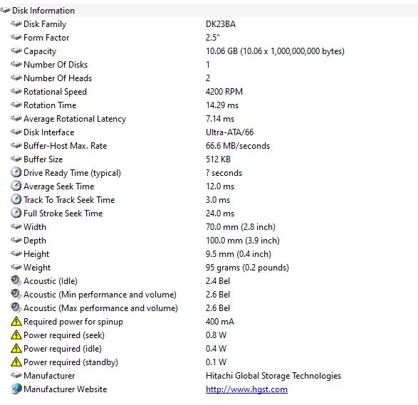 Hitachi DK23BA-10 10Gb 512Kb 4200Rpm ATA-66 2.5-Inch Internal Hard Drive - Image 4 of 4