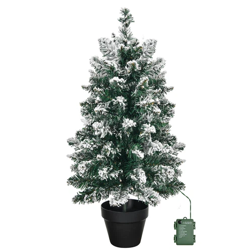 2 FT Snow Flocked Pre-lit Artificial Mini Christmas Tree with 30 Warm Lights - Picture 9 of 9