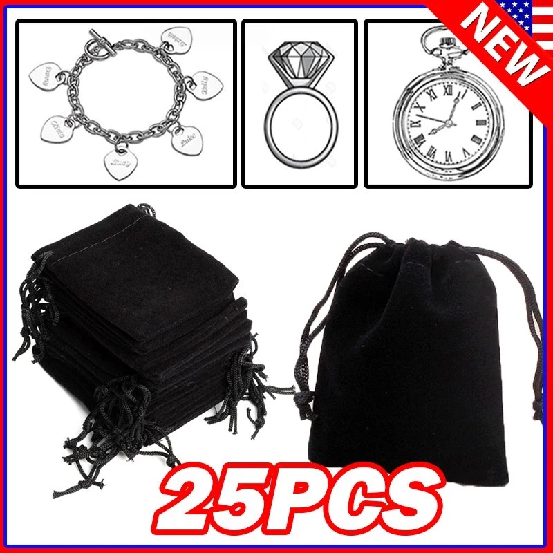 Bolsas de presente de veludo preto com cordão de veludo anel bolsa de joias casamento favores vermelhas - Imagem 3 de 4