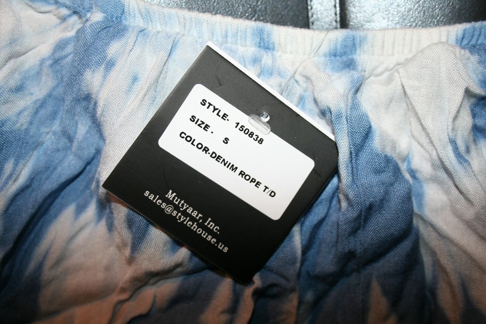 NEW Womens STYLE ENVY Blue Tie Dye Off Shoulder Boho Hippie Dress Small