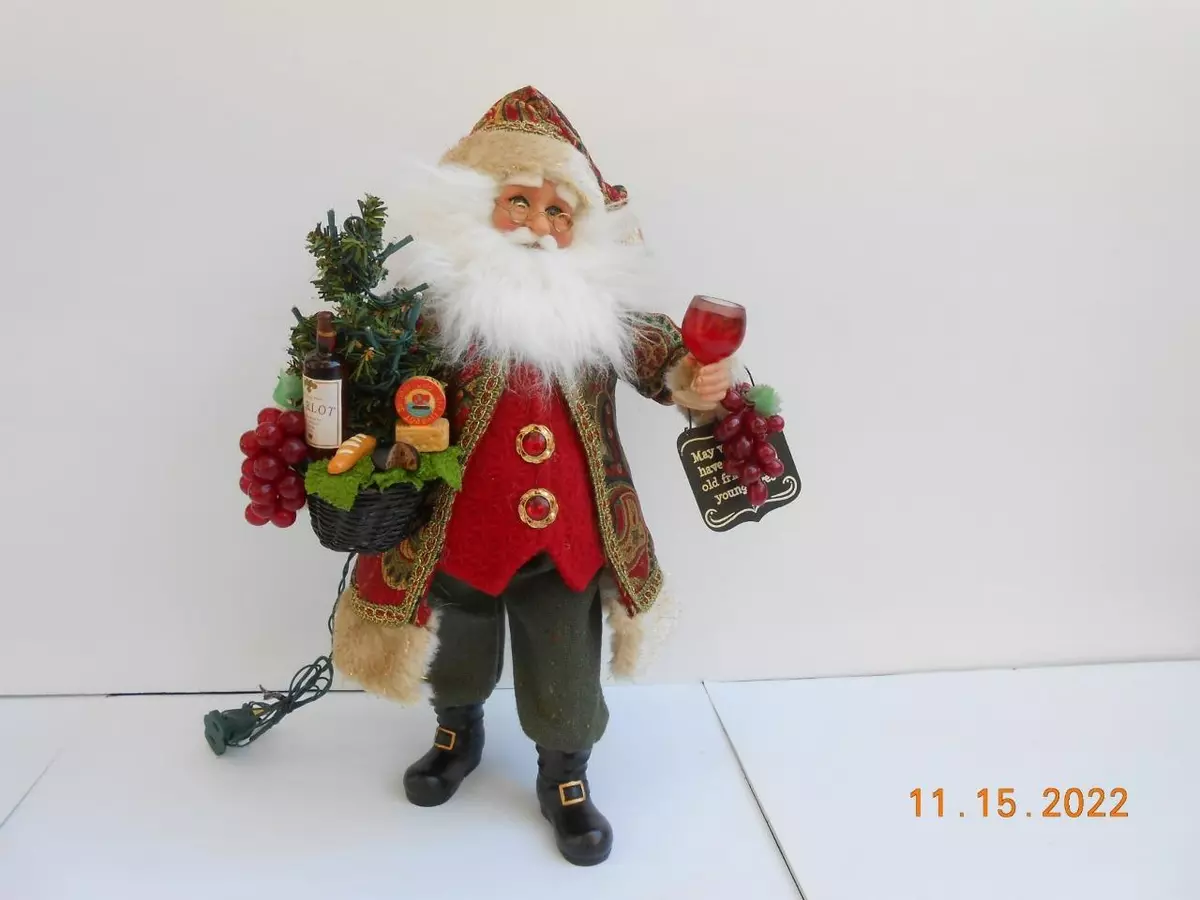 Karen Didion Original Santa Wine Friends Sign Lighted Tree Christmas  Decoration | eBay