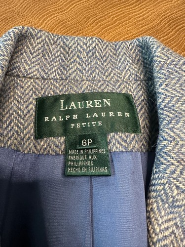 VTG RALPH LAUREN LAMBS WOOL HERRINGBONE EQUESTRIAN ELBOW PATCH BLAZER WOMEN 6P - Picture 7 of 12