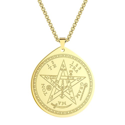 Acciaio Inox Tetragrammaton Ciondolo Rotondo Collana Moda Gioielli Regalo Wear - Imagen 7 de 10
