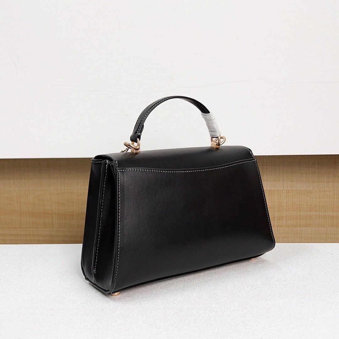 COACH CP006 Eliza Top Handle 2way Bag Black Leather Japan