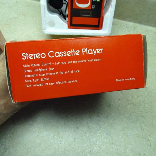 Vintage "Enjoy" Coke Stereo cassette Player With Box, Paper, Soda Pop Ad - Picture 3 of 12