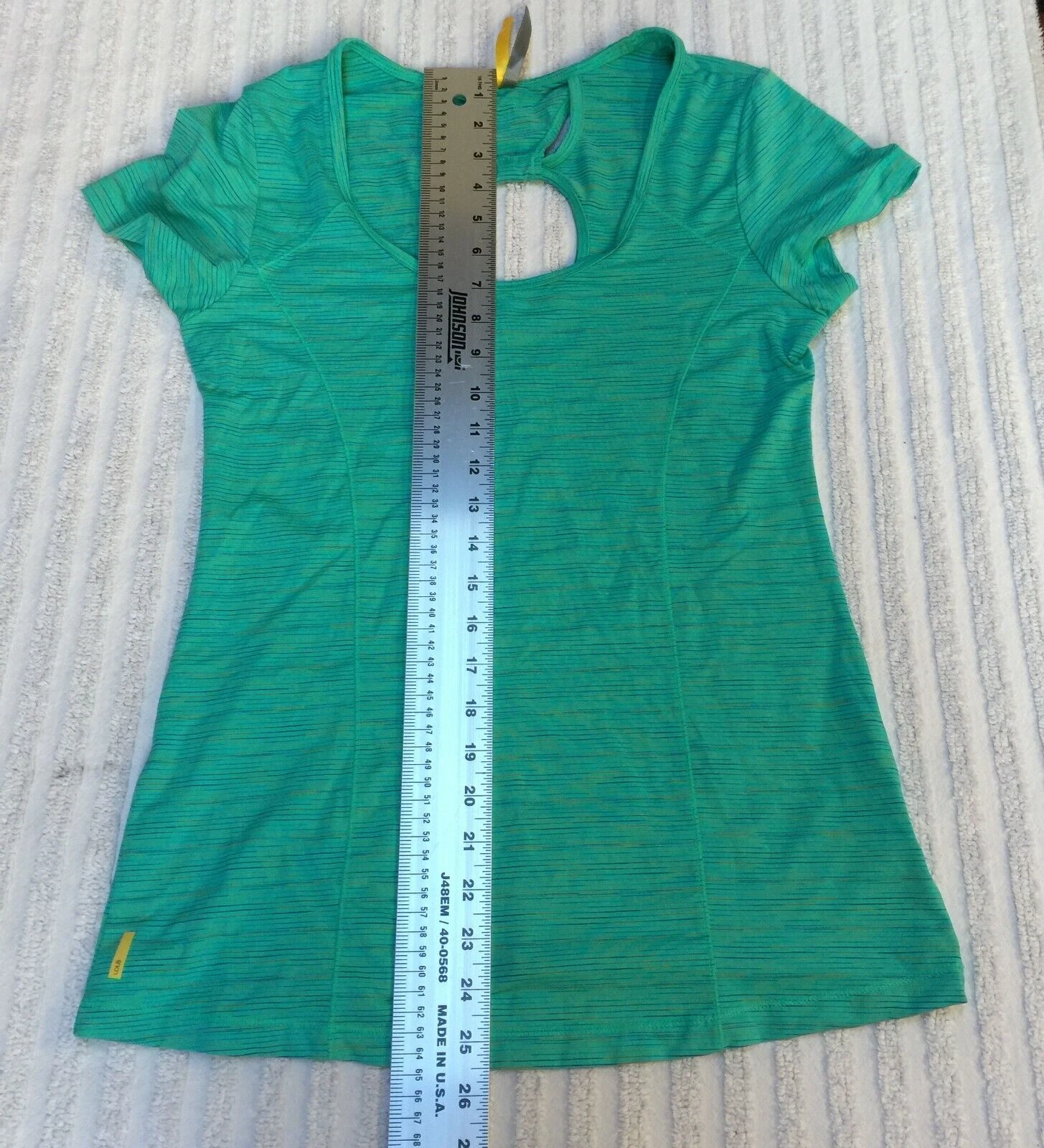 lole scoop neck short sleeve open back striped shirt