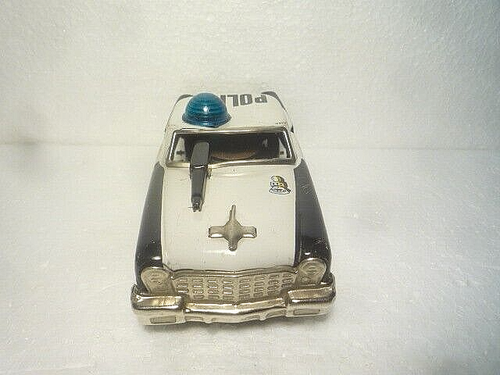 COCHE DE POLICÍA ESPECIAL VINTAGE BUMP`N GO HOJALATA YOSHIYA HECHO EN JAPÓN AÑOS 60 - Imagen 3 de 9