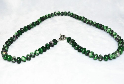 5x8mm Natural Red Gems In Zoisite Gemstone Abacus Beads Necklace 18'' - Picture 2 of 3
