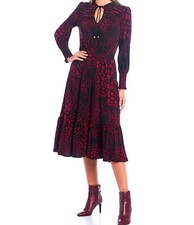 NWT $140 Michael Kors Animal Print Matte Jersey Tiered Dress Dark Ruby