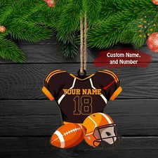 Uniform Sports Ornaments, Football Personalized Christmas Ornament , Keepsake Sp