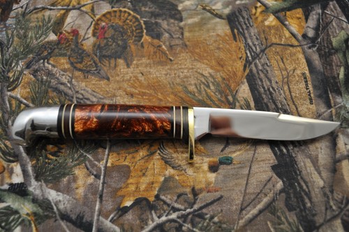 Vintage Western W648B Bird &Fish Knife with Amber Pearl Handle and Sheath - Picture 5 of 19