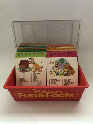 Disney's Fun With Words 1-4セット Disney Fun & Facts Cards 1978 Vintage With Case Storage Box Puzzle