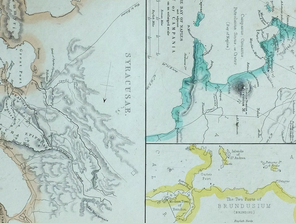1856 ANCIENT MAP SICILIA SICILY - S L960