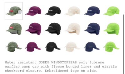 Supreme x WINDSTOPPER® Box Logo Earflap Camp Cap Olive Grid Camp