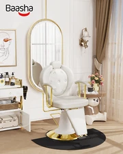 Baasha Reclining Salon Chair for Hair Stylist, All-Purpose Barber Chair