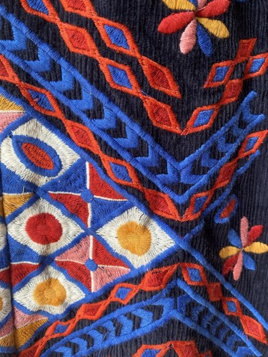 Funky embroidered Farm Rio corduroy jumpsuit XS 8 - Picture 21 of 24