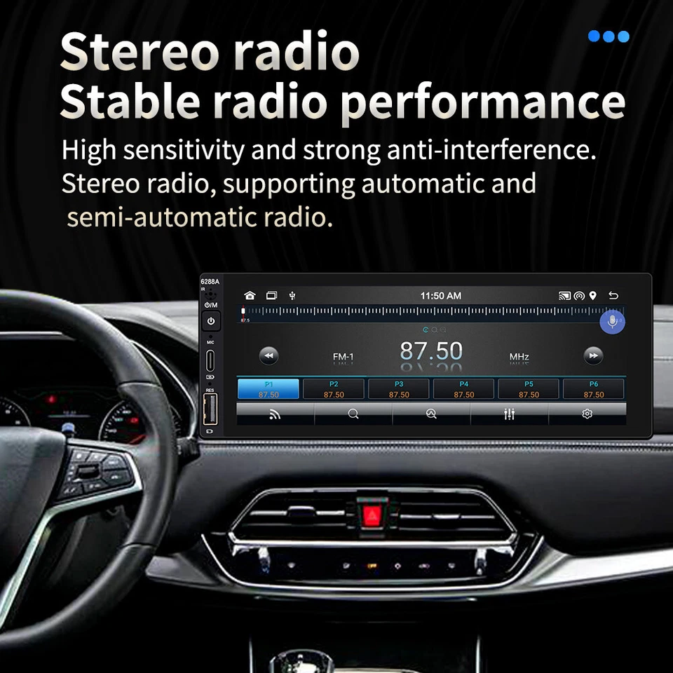 Radio Coche Android 10 Bluetooth Estéreo Pantalla Táctil 1Din GPS WiFi USB Enlace Espejo Foto 3 de 4