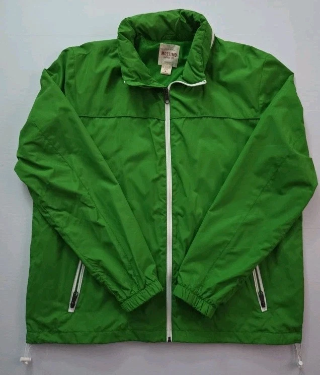 Mossimo Unisex XL Kelly Green Windbreaker/Rain Jacket Hidden Hood Grommeted-EUC