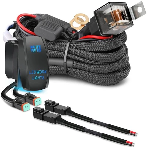 LED Light Bar Wiring Harness Kit 12V 40A Fuse Relay Rocker Switch On Off Road