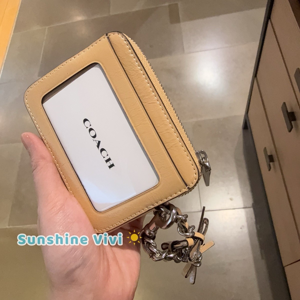 フレッシュカバーコンパクトピーチベージュ3個 NWT Coach Zip Card Case With Bows CEC13 crinkle leather/Silver