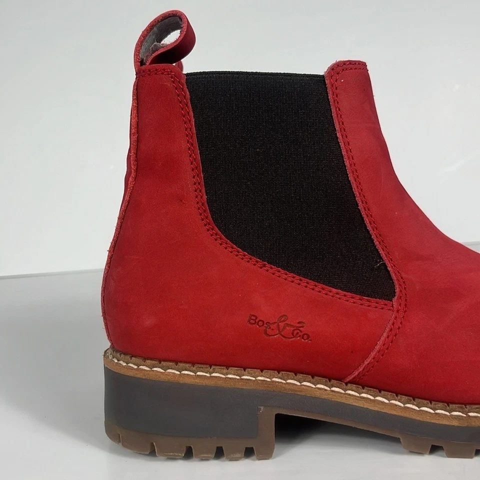 Bos & Co Red Leather Lug Sole Chelsea Boots / SZ 39 or 8-8.5 - Image 2 of 4