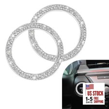 2PCS Car Engine Start Decoration Ring, Bling Crystal Double Rhinestone white