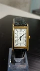 TIMEX Vintage Women's Tank Watch Gold Tone Leather Quartz 16 Mm