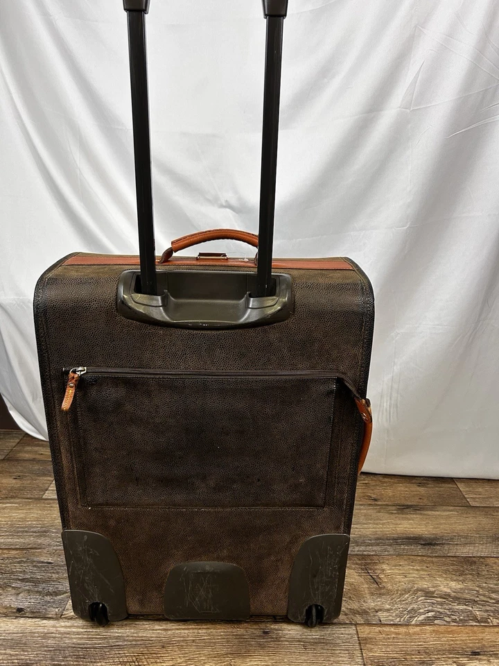 BRICS Luggage Brown Pebble Leather 22" In Wheeled Suitcase Vintage Made in Italy - Image 3 of 4