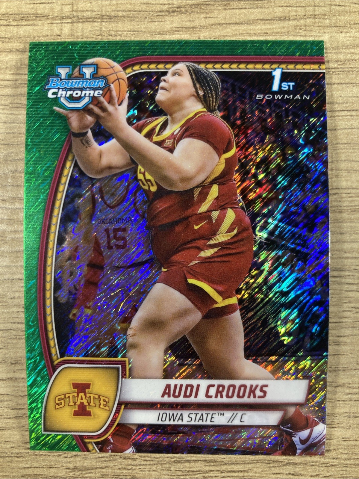 2024-25 BOWMAN U CHROME AUDI CROOKS 1ST GREEN SHIMMER CARD#9 IOWA STATE CYCLONES