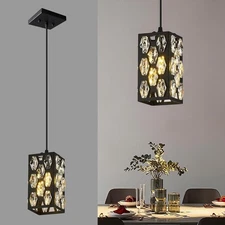 Modern Black Pendant Light Fixture,  Mini Crystal Chandelier