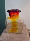 VINTAGE BLENKO AMBERINA TANGERINE DOUBLE SPOUT ART GLASS WATER BOTTLE 2010