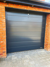 Hörmann Grey Steel Sectional Single Garage Door with Lock & Internal Rails