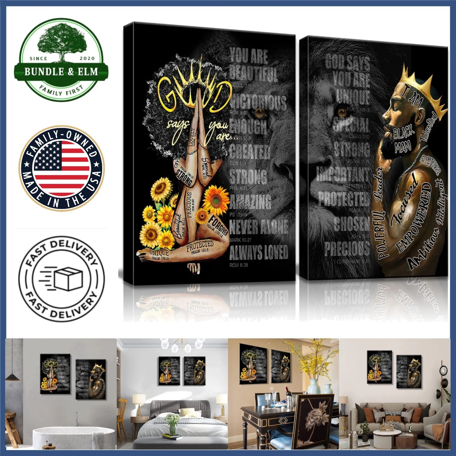 Modern Wall Decor Set with African American Theme for Bedroom and Dining Room
Opens in a new window 
