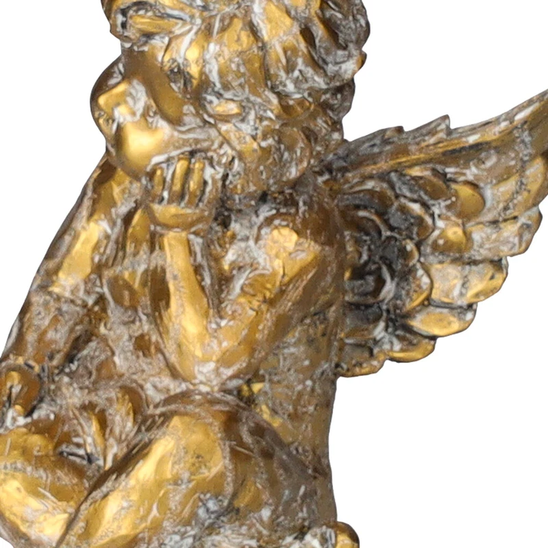 Angelo Pensante Decorativo Resina Oro Statuina Soprammobile Casa Regalo H 25 cm, fotografia 4 di 9
