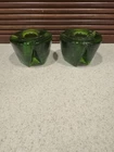 Vintage Blenko Emerald Green Glass Candle Holders Pair