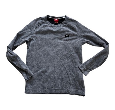Nike Long Sleeve Crewneck Sweatshirt Men s Medium Gray Pullover Patch Logo 