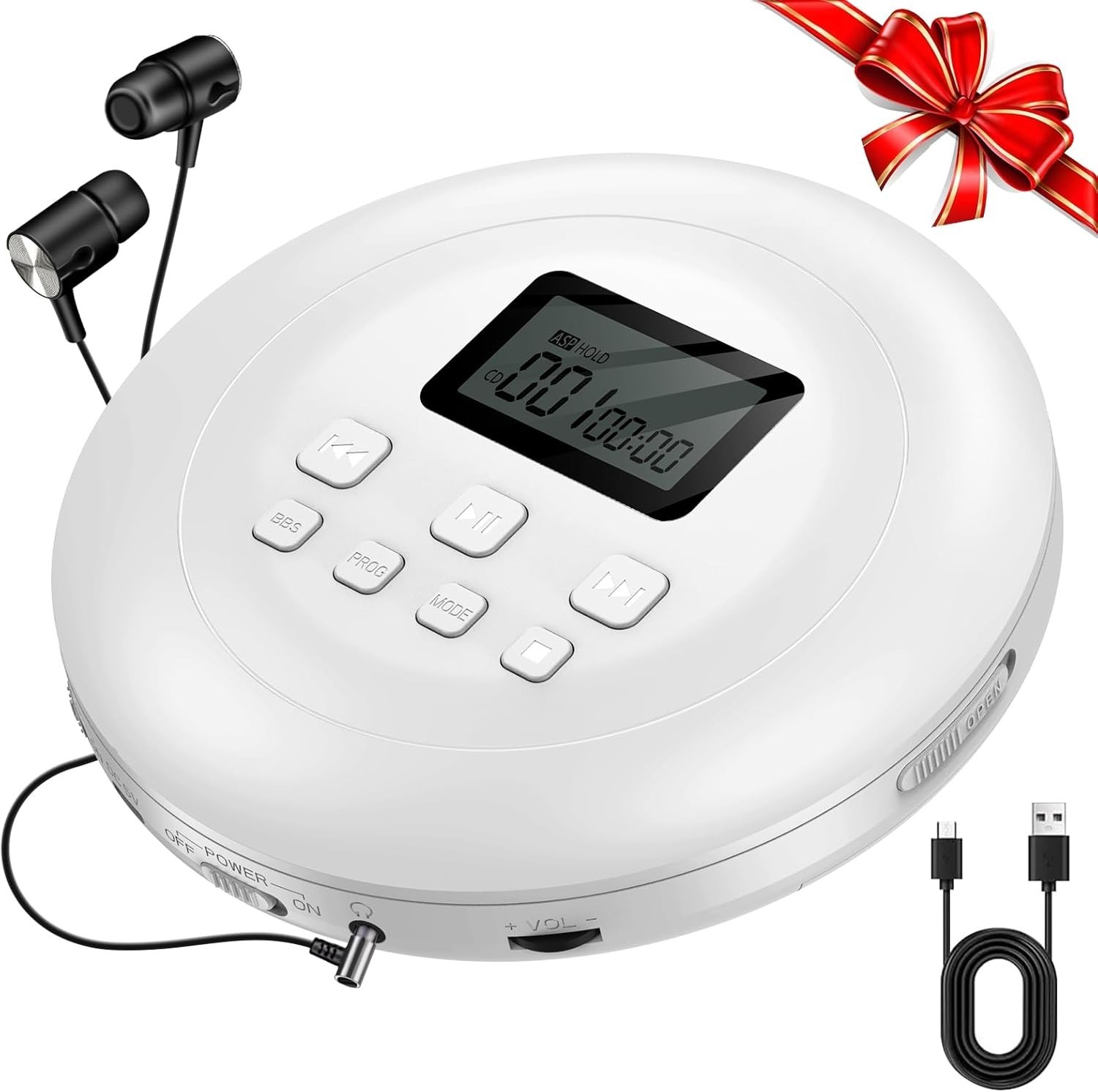 Personal Cd Players With Headphones Lcd Display White