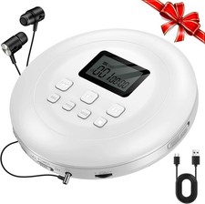 Gueray Portable CD Player Personal CD Players with Headphones LCD Display White